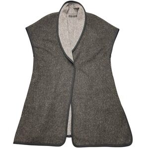 Peruvian Connection Longline Vest Women's XL Gray Alpaca Wool‎ Knit Snap Button